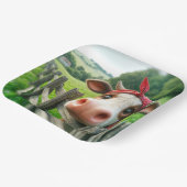 赤いカーチーフをかぶったハイファー牛 ペーパープレート (傾斜あり)