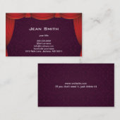 赤いカーテンのプロフィールカードが付いている紫色のダマスク織 名刺 (正面/裏面)