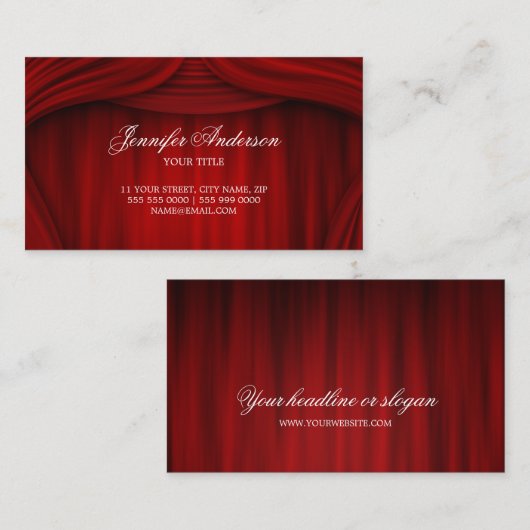 赤いカーテンの劇場のステージの名刺 名刺 (正面/裏面)