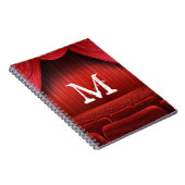 赤いカーテンの劇場のモノグラムのイニシャルのノート ノートブック (右側)