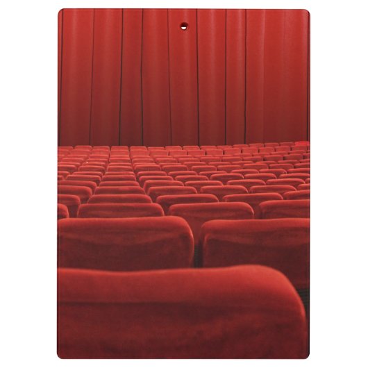 赤いカーテンの劇場のモノグラムのイニシャルの用箋挟 クリップボード (裏面)