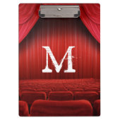 赤いカーテンの劇場のモノグラムのイニシャルの用箋挟 クリップボード (正面)