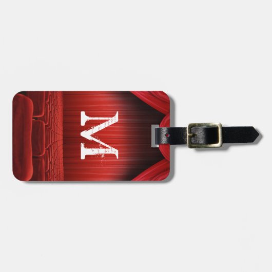 赤いカーテンの劇場のモノグラムの荷物のラベル ラゲッジタグ (正面横)
