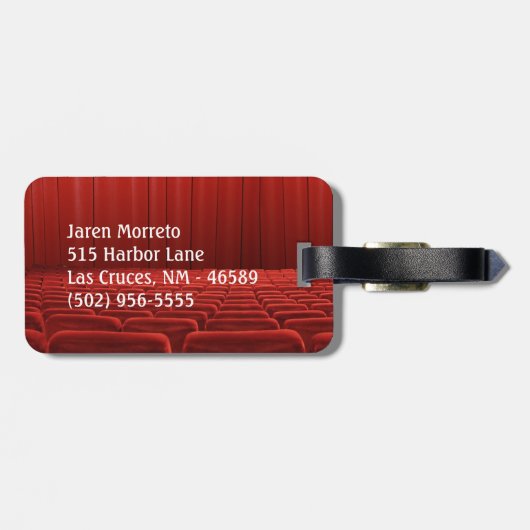 赤いカーテンの劇場のモノグラムの荷物のラベル ラゲッジタグ (裏面横)