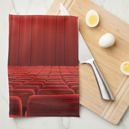 赤いカーテンの劇場の台所皿タオル キッチンタオル (四つ折り)
