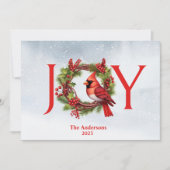 赤いカーディナルが付いた水彩のジュエリーのクリスマスカード | 1枚の写真 シーズンカード (正面)