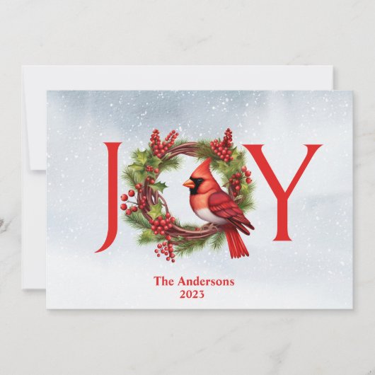 赤いカーディナルが付いた水彩のジュエリーのクリスマスカード | 1枚の写真 シーズンカード (正面)