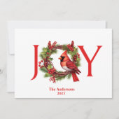 赤いカーディナルが付いた水彩のジュエリーのクリスマスカード | 1枚の写真 シーズンカード (正面)