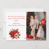 赤いカーディナルが付いた水彩のジュエリーのクリスマスカード | 1枚の写真 シーズンカード (裏面)