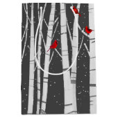 赤いカーディナルが白樺の木に ミディアムペーパーバッグ (正面)