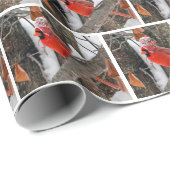 赤いカーディナルに冬の帽子 ラッピングペーパー (ロールコーナー)