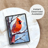 赤いカーディナルの冬の水彩画 シーズンカード