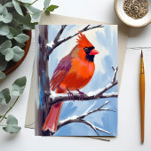 赤いカーディナルの冬の水彩画 シーズンカード