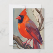 赤いカーディナルの水彩画のカード (正面)