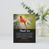 赤いカーディナル鳥の葬儀写真感謝カード サンキューカード (スタンド正面)