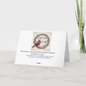 赤いカーディナル鳥の音符のベリーの花輪 シーズンカード (裏面)