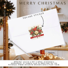 赤いカーディナル メリークリスマス シール