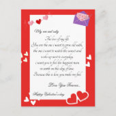 赤いカードと恋人/夫への愛のメッセージ ポストカード (正面)