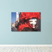 赤いカーニバルのマスク，イタリア キャンバスプリント (インサイチュ (ウッドフロア))