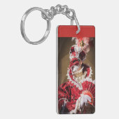 赤いカーニバルのマスク，イタリア キーホルダー (正面左)