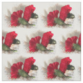 赤いカーネーションによっては生地が開花します ファブリック (見本)