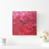 赤いカーネーションの花の白い抽象美術は現れます スクエア壁時計 (ホーム)