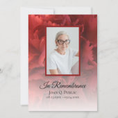 赤いカーネーションの花の追悼記念日案内 招待状 (正面)