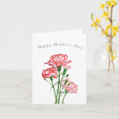 赤いカーネーション花マザーズデイカード カード (黄色い花)