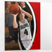 赤いカーブフレーム3の写真の卒業式 三つ折り招待状 (内部最初)