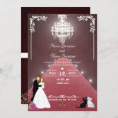 赤いカーペットのシャンデリア 招待状 (正面/裏面)