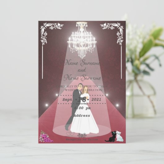 赤いカーペットのシャンデリア 招待状 (スタンド正面)