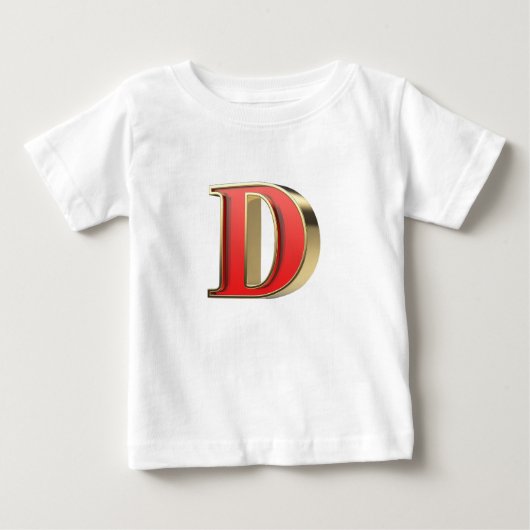赤いガラス文字D ベビーTシャツ (正面)