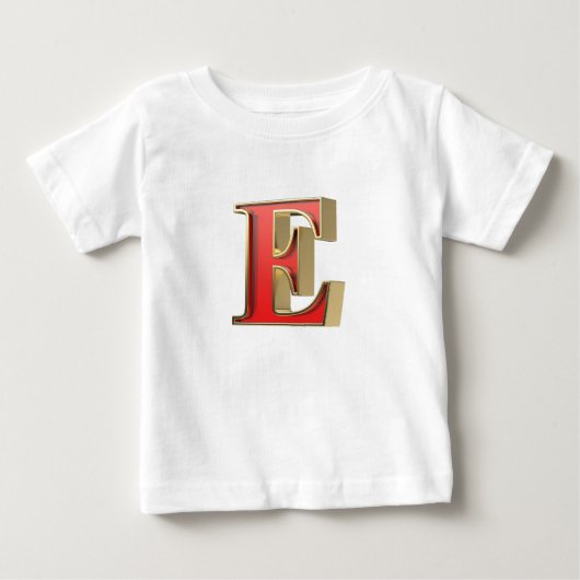 赤いガラス文字E ベビーTシャツ (正面)