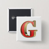 赤いガラス文字G 缶バッジ (正面&裏面)