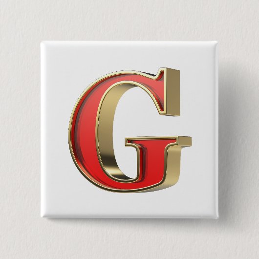 赤いガラス文字G 缶バッジ (正面)