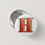 赤いガラス文字H 缶バッジ (正面&裏面)