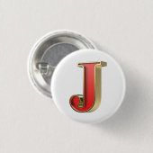 赤いガラス文字J 缶バッジ (正面&裏面)