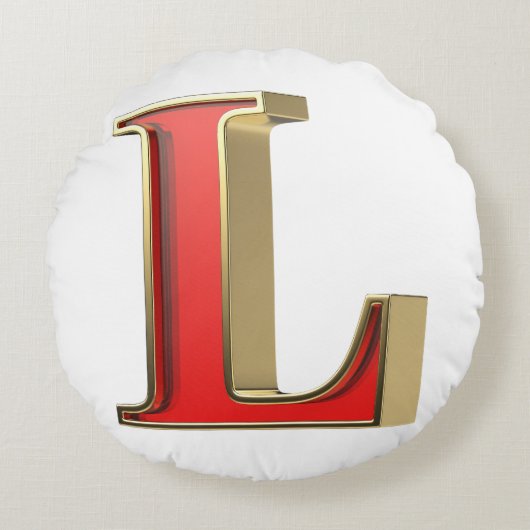 赤いガラス文字L ラウンドクッション (正面)