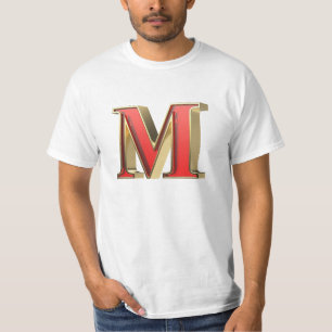 赤いガラス文字M Tシャツ