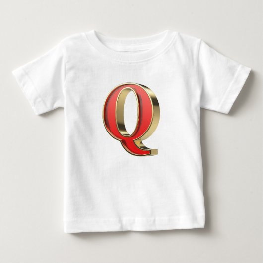 赤いガラス文字Q ベビーTシャツ (正面)