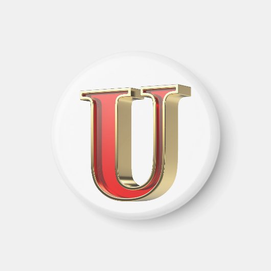 赤いガラス文字U マグネット (正面)
