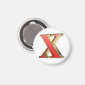 赤いガラス文字X マグネット (正面/裏面)