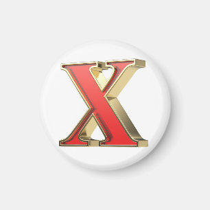 赤いガラス文字X マグネット