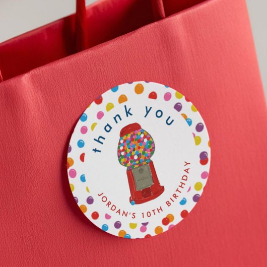 赤いガンボールマシンキャンディバブルガムありがとう ラウンドシール