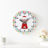 赤いガンボール機壁時計 ラージ壁時計 (ホーム)