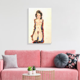 赤いガーターズの女の子 | エゴンシエレ | キャンバスプリント