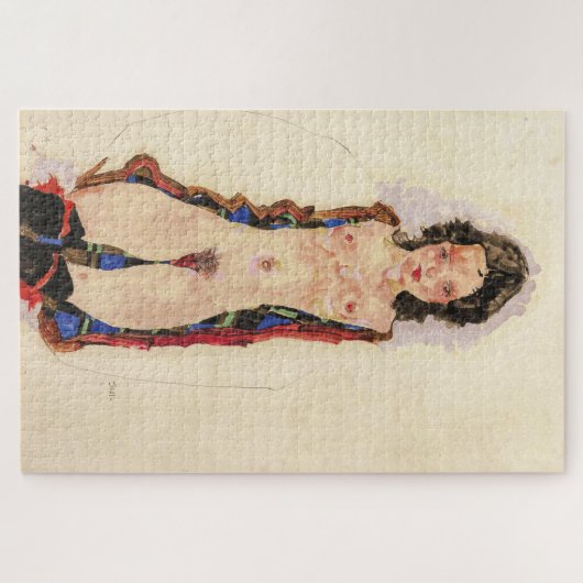 赤いガーターズの女の子 | エゴンシエレ | ジグソーパズル (横)