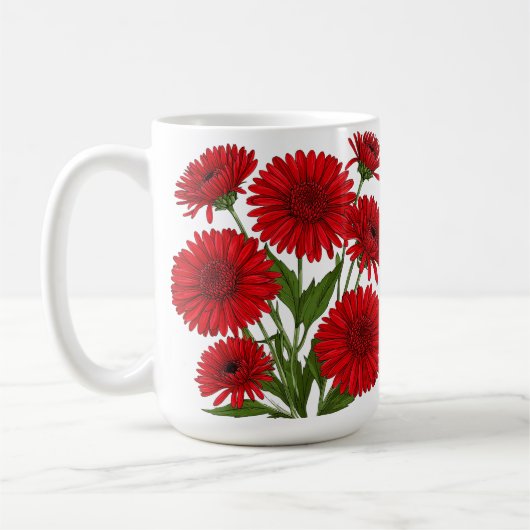 赤いガーベラの花束 コーヒーマグカップ (左)