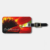 赤いガーベラデイジーフォト名前をカスタムするスクリプトモダン ラゲッジタグ (正面横)