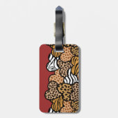 赤いガーリーアニマルプリントよくはしゃぐハートアドレス ラゲッジタグ (裏面縦)